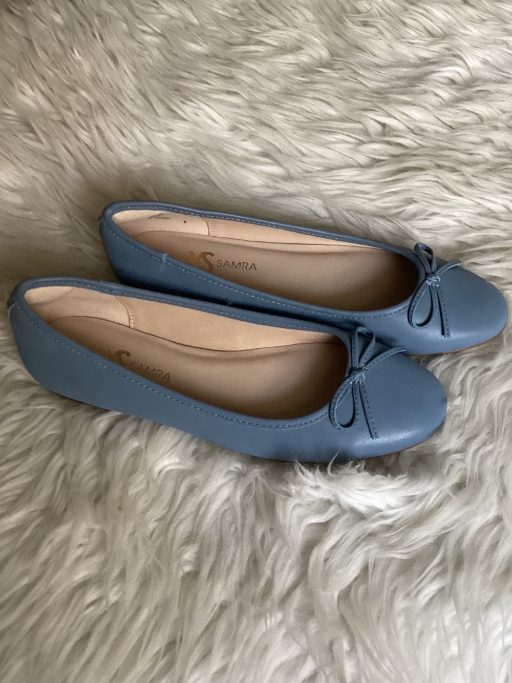 Yosi Samra Blue Leather Bow Ballet Flats Size 6.5 NWOT